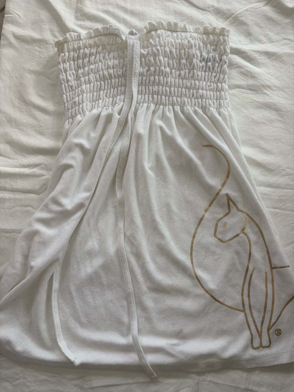 Baby Phat White Terry Cloth Smocked Strapless Cover-Up Dress Size XL